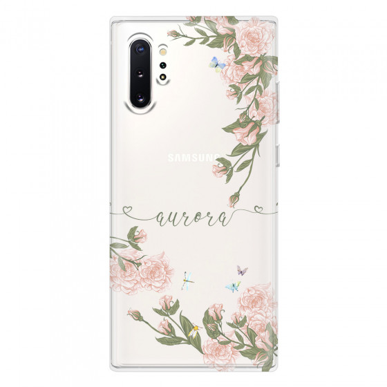 SAMSUNG - Galaxy Note 10 Plus - Soft Clear Case - Pink Rose Garden with Monogram