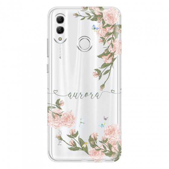 HONOR - Honor 10 Lite - Soft Clear Case - Pink Rose Garden with Monogram