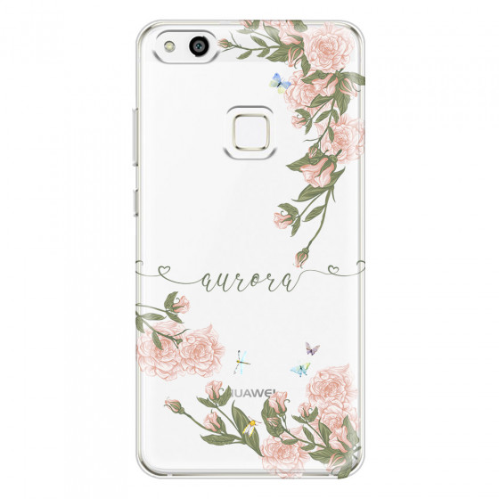 HUAWEI - P10 Lite - Soft Clear Case - Pink Rose Garden with Monogram