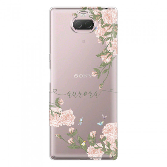 SONY - Sony 10 - Soft Clear Case - Pink Rose Garden with Monogram