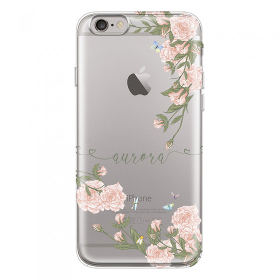 APPLE - iPhone 6S - Soft Clear Case - Pink Rose Garden with Monogram