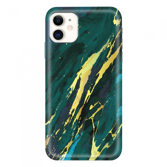 APPLE - iPhone 11 - Soft Clear Case - Marble Emerald Green