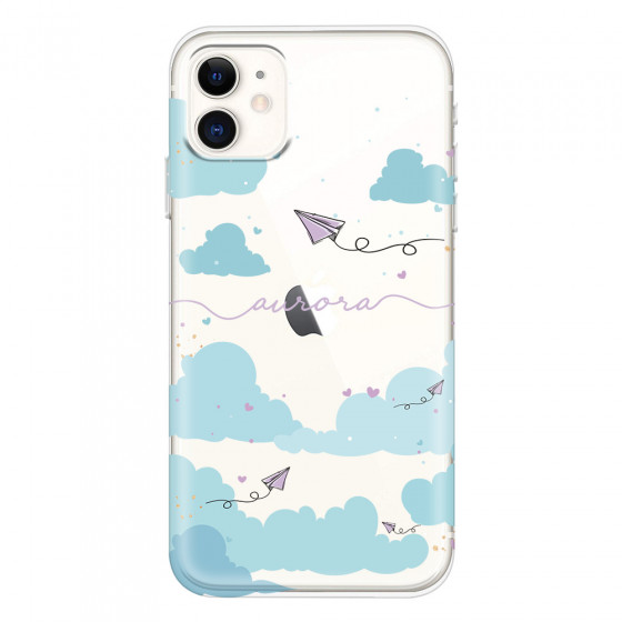 APPLE - iPhone 11 - Soft Clear Case - Up in the Clouds Purple