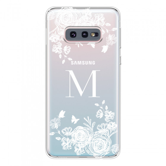 SAMSUNG - Galaxy S10e - Soft Clear Case - White Lace Monogram