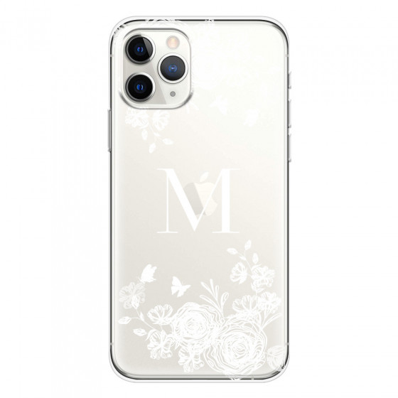 APPLE - iPhone 11 Pro - Soft Clear Case - White Lace Monogram