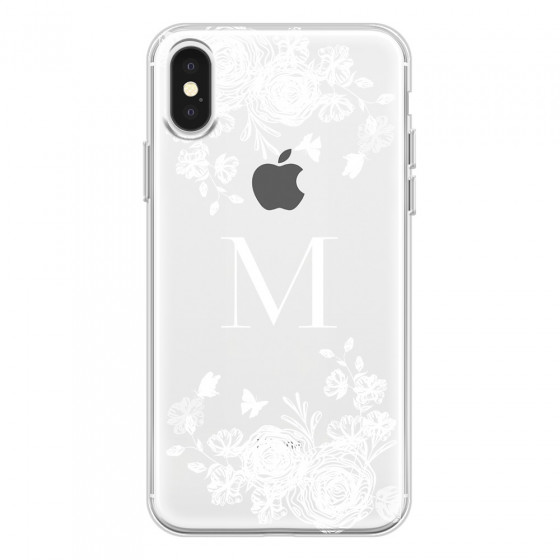 APPLE - iPhone X - Soft Clear Case - White Lace Monogram