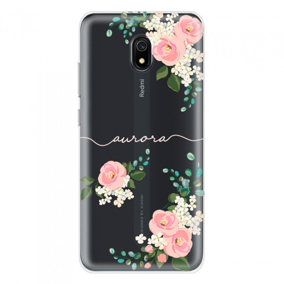 XIAOMI - Redmi 8A - Soft Clear Case - Light Pink Floral Handwritten