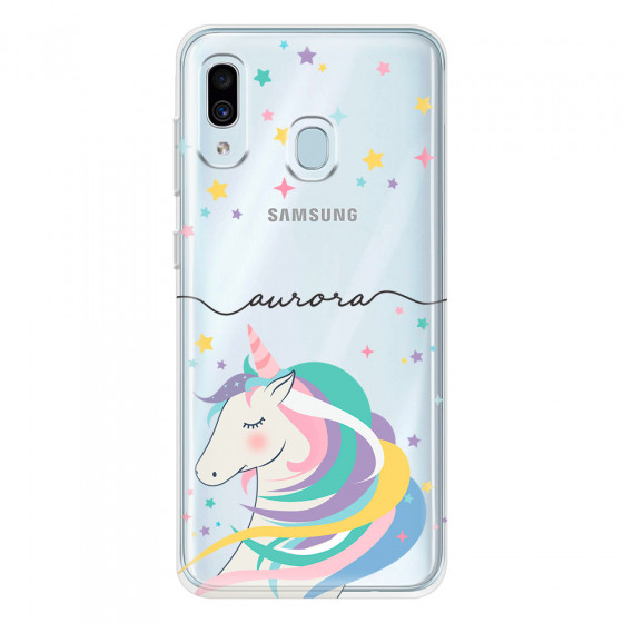 SAMSUNG - Galaxy A20 / A30 - Soft Clear Case - Clear Unicorn Handwritten