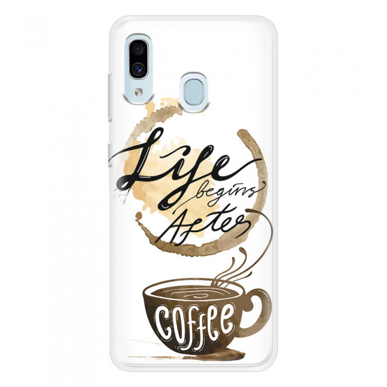 SAMSUNG - Galaxy A20 / A30 - Soft Clear Case - Life begins after coffee