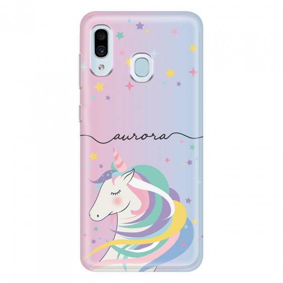 SAMSUNG - Galaxy A20 / A30 - Soft Clear Case - Pink Unicorn Handwritten