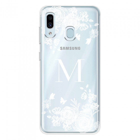 SAMSUNG - Galaxy A20 / A30 - Soft Clear Case - White Lace Monogram