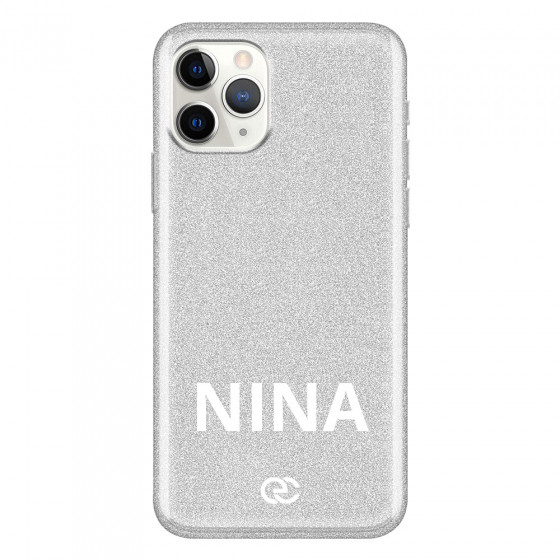 APPLE - iPhone 11 Pro Max - Soft Clear Case - Glitter Name Silver
