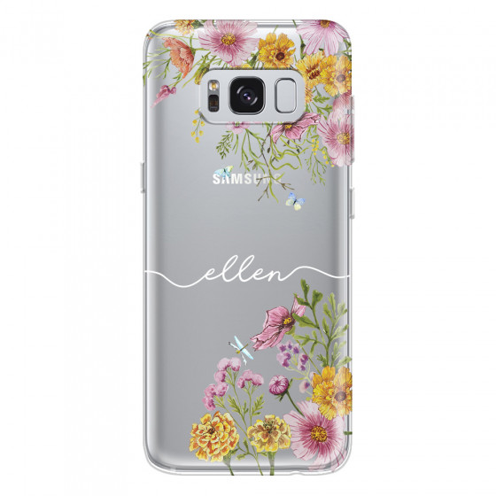 SAMSUNG - Galaxy S8 - Soft Clear Case - Meadow Garden with Monogram White