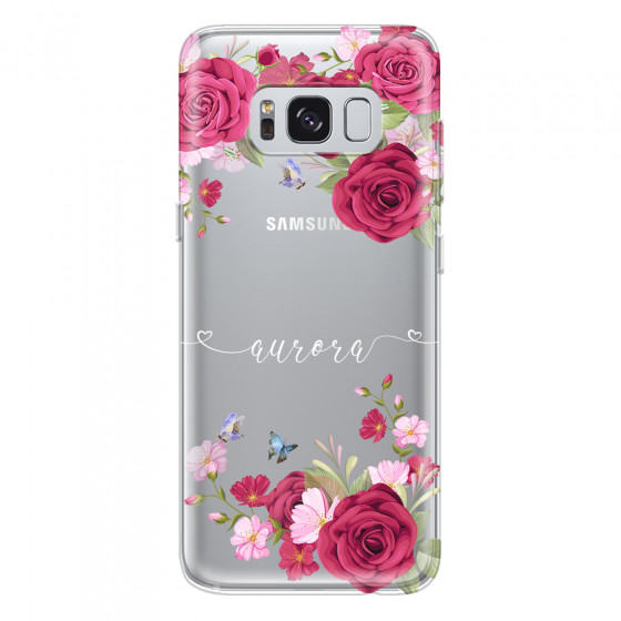SAMSUNG - Galaxy S8 - Soft Clear Case - Rose Garden with Monogram White