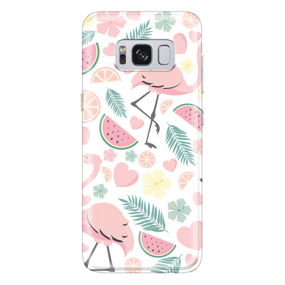 SAMSUNG - Galaxy S8 - Soft Clear Case - Tropical Flamingo III