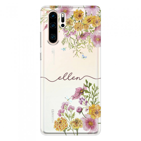 HUAWEI - P30 Pro - Soft Clear Case - Meadow Garden with Monogram Red