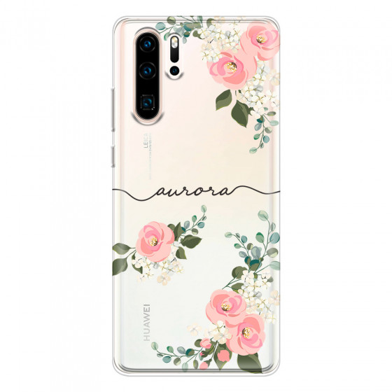 HUAWEI - P30 Pro - Soft Clear Case - Pink Floral Handwritten