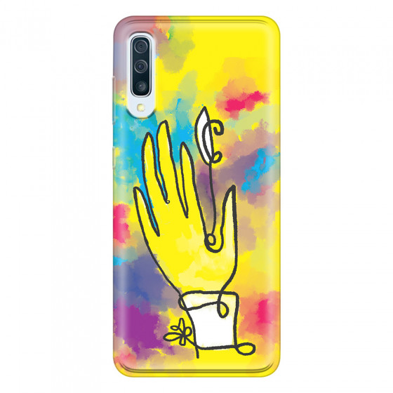 SAMSUNG - Galaxy A70 - Soft Clear Case - Abstract Hand Paint
