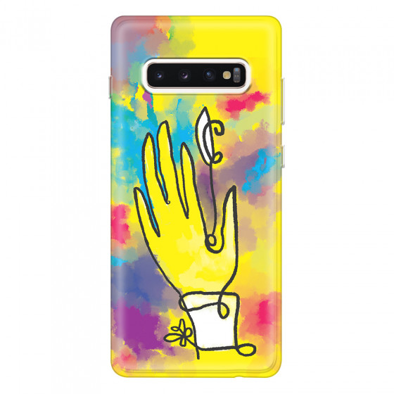 SAMSUNG - Galaxy S10 Plus - Soft Clear Case - Abstract Hand Paint