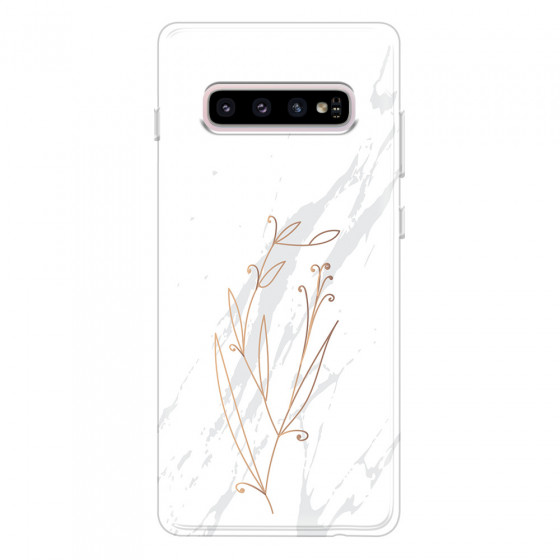 SAMSUNG - Galaxy S10 - Soft Clear Case - White Marble Flowers