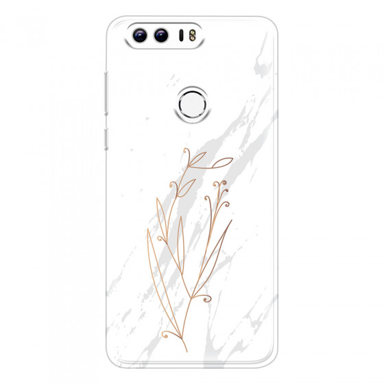 HONOR - Honor 8 - Soft Clear Case - White Marble Flowers