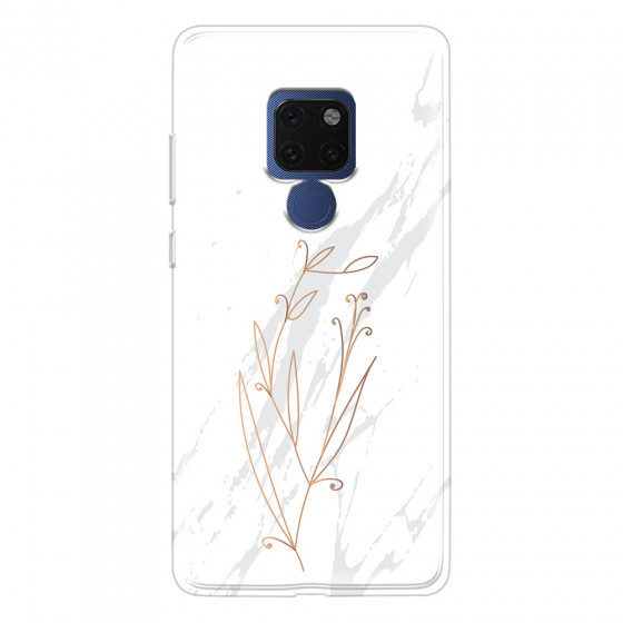HUAWEI - Mate 20 - Soft Clear Case - White Marble Flowers