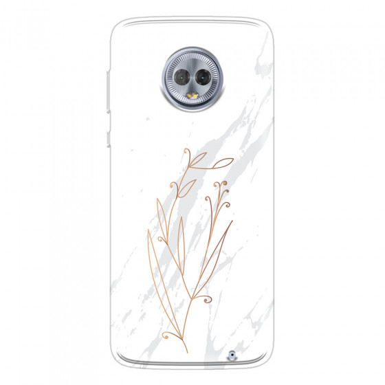 MOTOROLA by LENOVO - Moto G6 Plus - Soft Clear Case - White Marble Flowers
