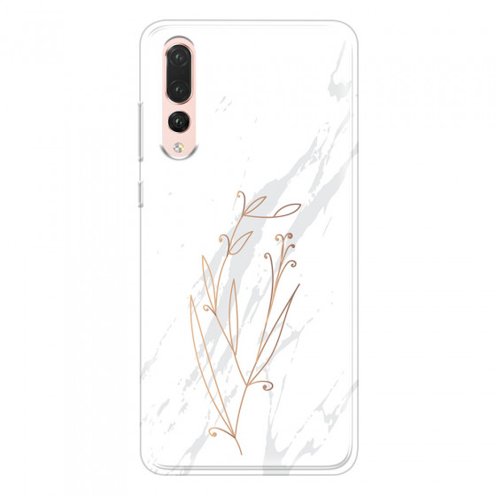 HUAWEI - P20 Pro - Soft Clear Case - White Marble Flowers