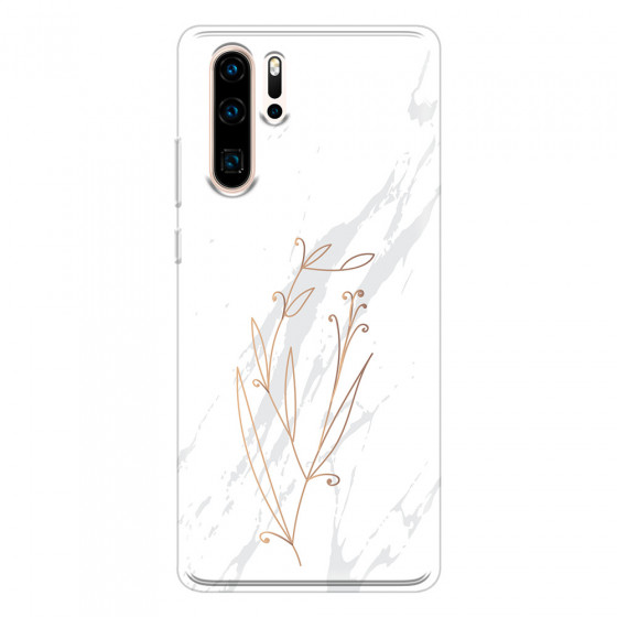 HUAWEI - P30 Pro - Soft Clear Case - White Marble Flowers