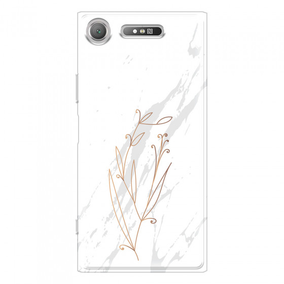 SONY - Sony Xperia XZ1 - Soft Clear Case - White Marble Flowers