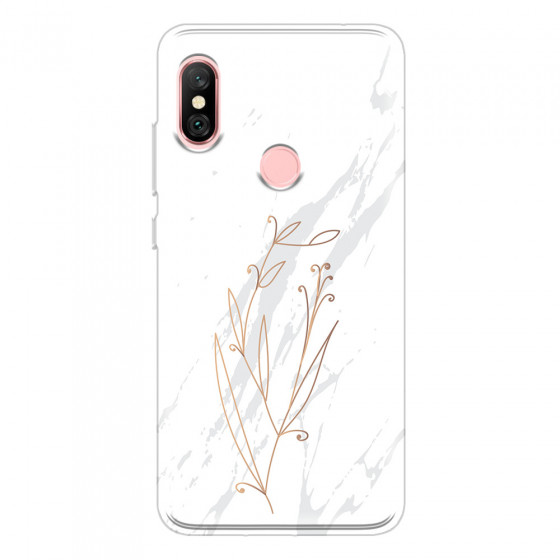 XIAOMI - Redmi Note 6 Pro - Soft Clear Case - White Marble Flowers