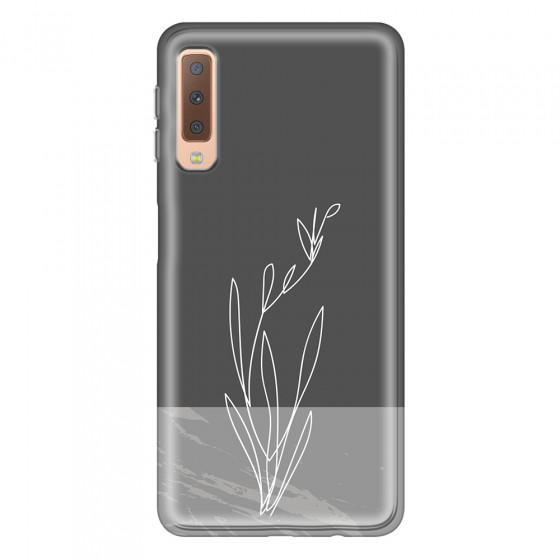 SAMSUNG - Galaxy A7 2018 - Soft Clear Case - Dark Grey Marble Flower