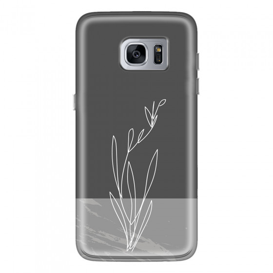 SAMSUNG - Galaxy S7 Edge - Soft Clear Case - Dark Grey Marble Flower