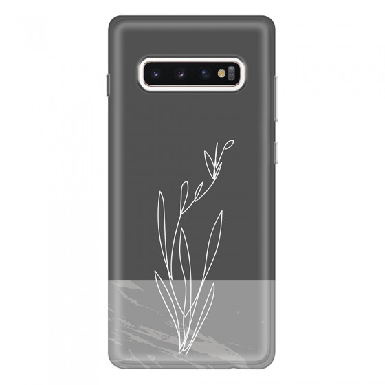 SAMSUNG - Galaxy S10 Plus - Soft Clear Case - Dark Grey Marble Flower
