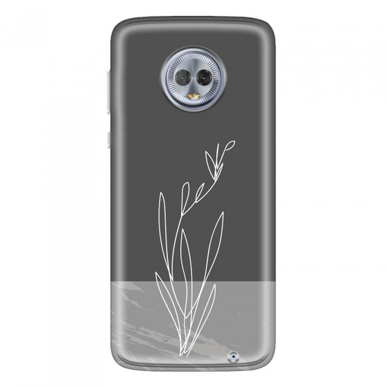 MOTOROLA by LENOVO - Moto G6 Plus - Soft Clear Case - Dark Grey Marble Flower