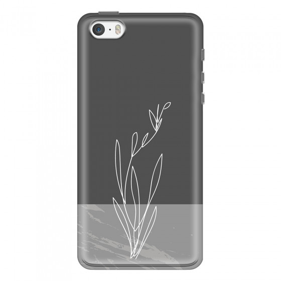 APPLE - iPhone 5S/SE - Soft Clear Case - Dark Grey Marble Flower
