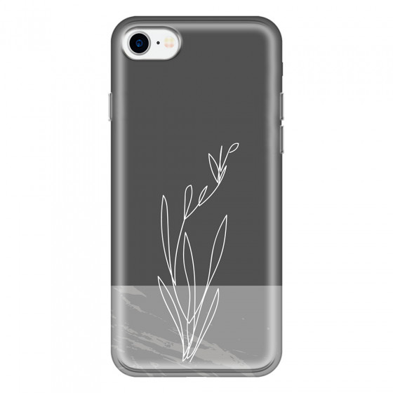 APPLE - iPhone 7 - Soft Clear Case - Dark Grey Marble Flower