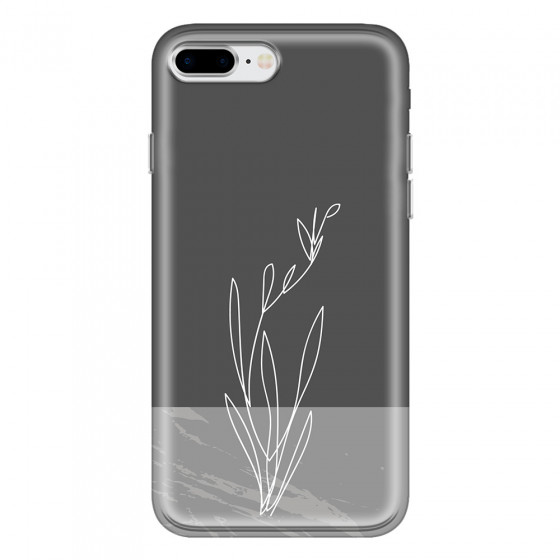 APPLE - iPhone 8 Plus - Soft Clear Case - Dark Grey Marble Flower