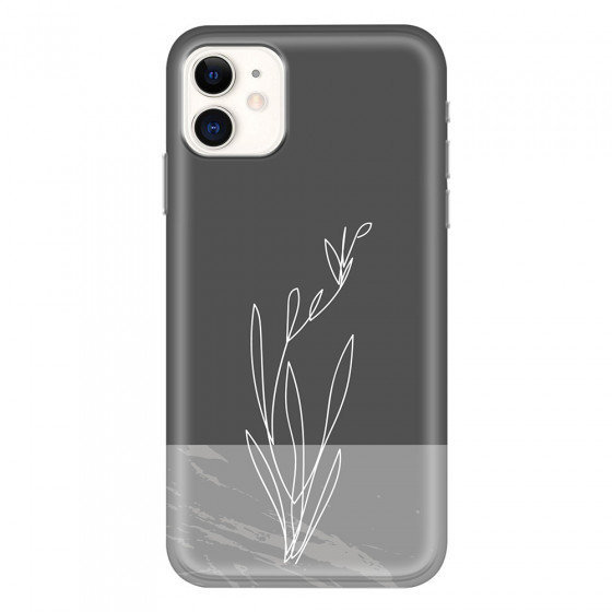 APPLE - iPhone 11 - Soft Clear Case - Dark Grey Marble Flower