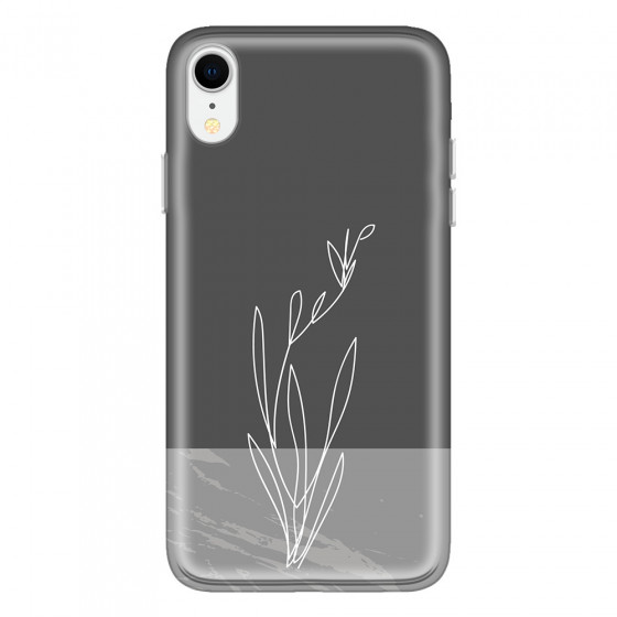 APPLE - iPhone XR - Soft Clear Case - Dark Grey Marble Flower