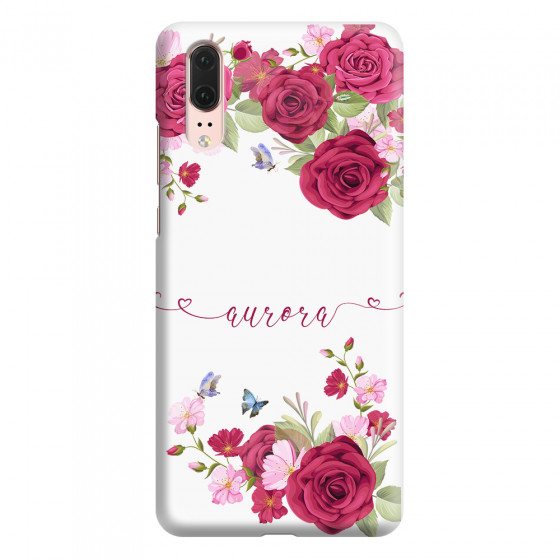 HUAWEI - P20 - 3D Snap Case - Rose Garden with Monogram Red