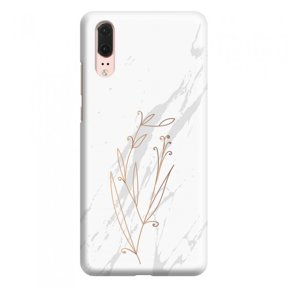 HUAWEI - P20 - 3D Snap Case - White Marble Flowers