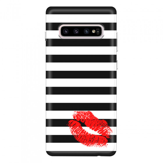 SAMSUNG - Galaxy S10 - Soft Clear Case - B&W Lipstick