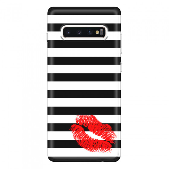 SAMSUNG - Galaxy S10 Plus - Soft Clear Case - B&W Lipstick