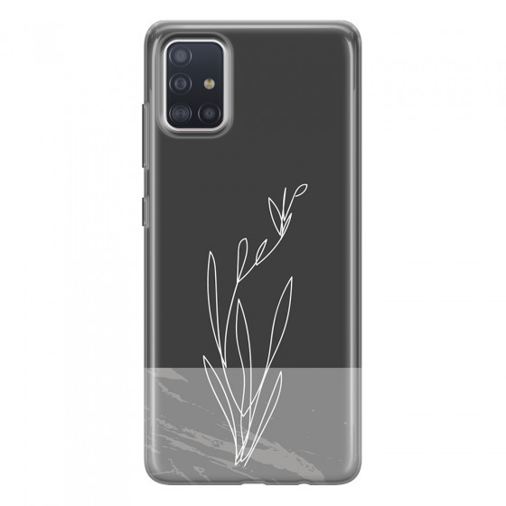 SAMSUNG - Galaxy A51 - Soft Clear Case - Dark Grey Marble Flower