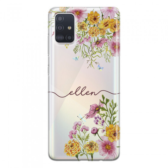 SAMSUNG - Galaxy A51 - Soft Clear Case - Meadow Garden with Monogram Red