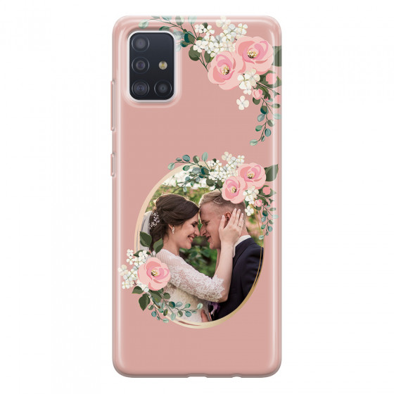SAMSUNG - Galaxy A51 - Soft Clear Case - Pink Floral Mirror Photo