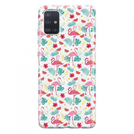 SAMSUNG - Galaxy A51 - Soft Clear Case - Tropical Flamingo II