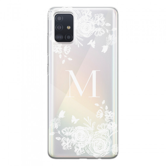 SAMSUNG - Galaxy A71 - Soft Clear Case - White Lace Monogram