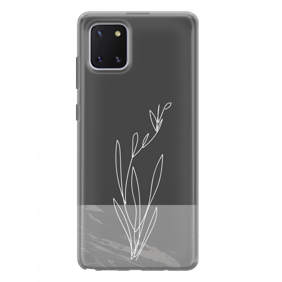 SAMSUNG - Galaxy Note 10 Lite - Soft Clear Case - Dark Grey Marble Flower